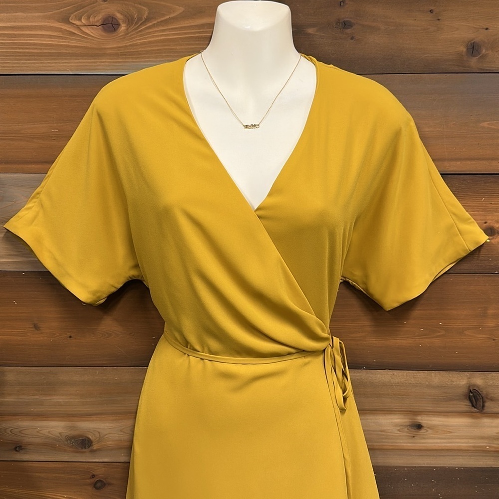 Aritzia Babaton Wallace wrap dress short sleeve vneck Minimalist workwear Brunch - Picture 3 of 10